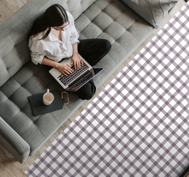 Lilac Gingham texture rug - TenStickers