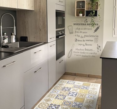 Limestone Spanish tiles kitchen vinyl rug - TenStickers