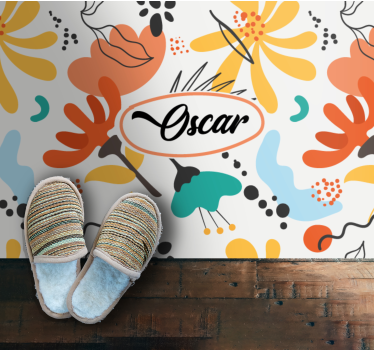 Custom abstract flowers bedroom vinyl rug - TenStickers
