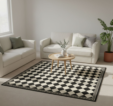 Living room vinyl rug black checkerboard design - TenStickers