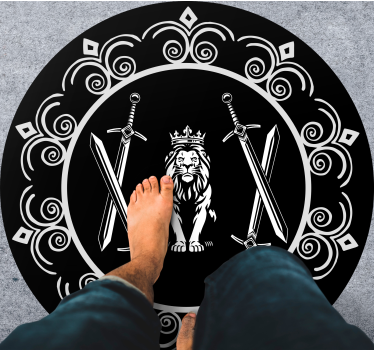 Majestic Lion Emblem circular vinyl rug - TenStickers