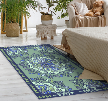 Mandala vinyl rug mandala motif centerpiece - TenStickers