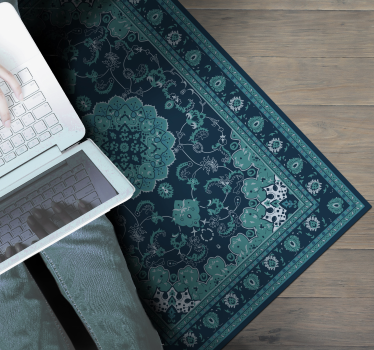 Mandala vinyl rug teal mandala elegance - TenStickers