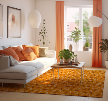 Abstract pattern orange living room vinyl rug - TenStickers