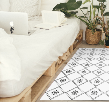 Monochrome Tiled Pattern tile vinyl rug - TenStickers