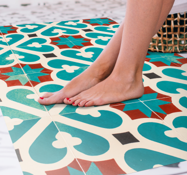 Moorish tile pattern tile vinyl rug - TenStickers