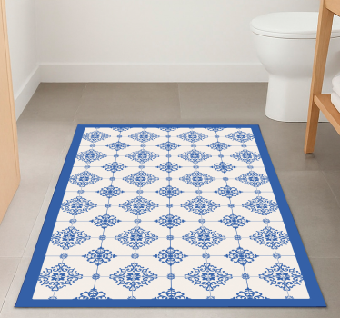 Moroccan beige tiles blue vinyl rug - TenStickers