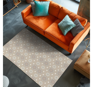 Mosaic elegant floral pattern flower rug - TenStickers