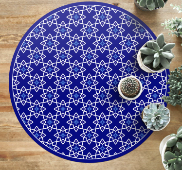Mosaic vinyl rug in azure floral design - TenStickers