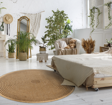 Natural circular weave bedroom vinyl rug - TenStickers