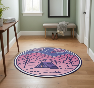 Nature vinyl rug camping adventure scene - TenStickers