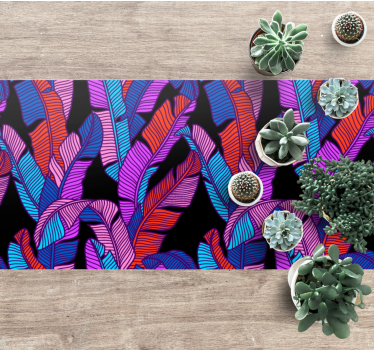 Nature vinyl rug with vibrant tropical leaves - TenStickers