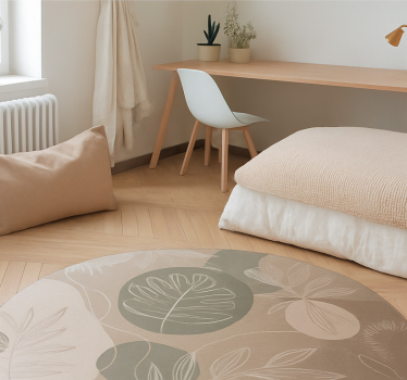 Neutral Botanical Abstract dining room vinyl rug - TenStickers