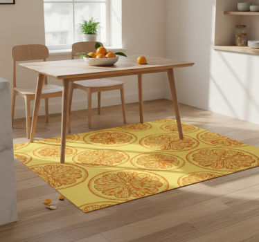 Orange hand-drawn pattern kitchen vinyl rug - TenStickers