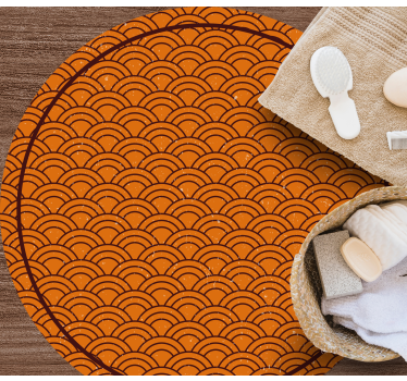 Orange Wave Pattern circular vinyl rug - TenStickers