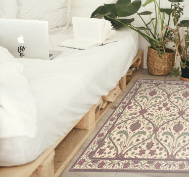 Ornate Floral Motif vintage vinyl rug - TenStickers