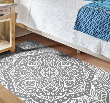 Ornate Grey Pattern mandala vinyl rug - TenStickers