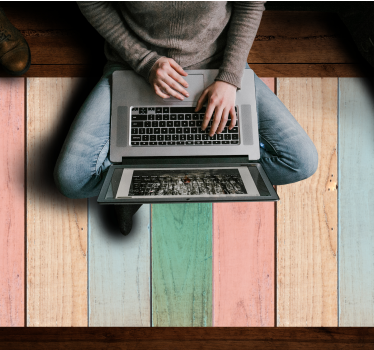 Pastel Plank Surface wood effect vinyl rug - TenStickers