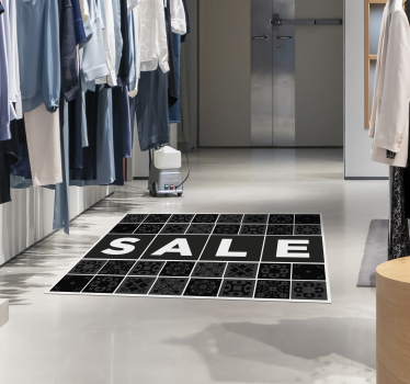 Promotion pattern tiles text sale black vinyl floor carpet - TenStickers