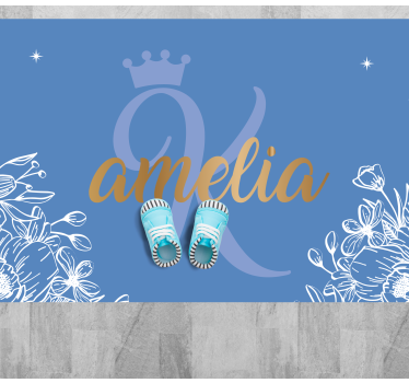 Floral name and initial teen vinyl rug - TenStickers