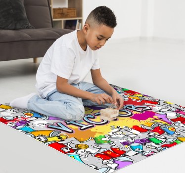 Personalized Graffiti Aesthetic custom vinyl rug - TenStickers