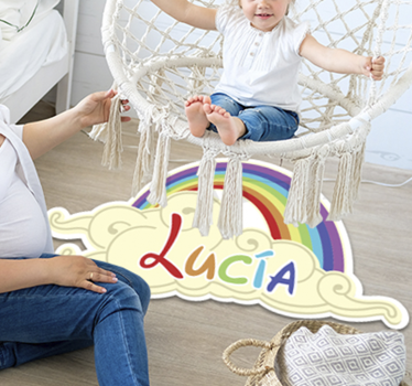 Personalized Rainbow Cloud Design kids rug - TenStickers