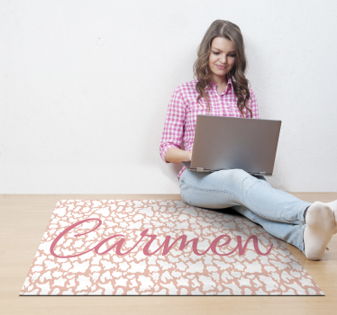 Personalised Pink Cow Print Vinyl Carpet - TenStickers