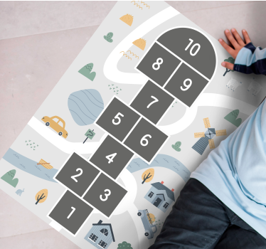 Playful Hopscotch Design game kids vinyl rug - TenStickers