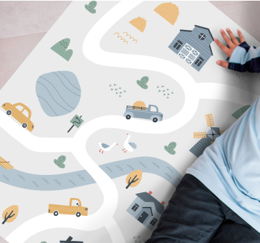 Playful Roadway kids vinyl rug - TenStickers