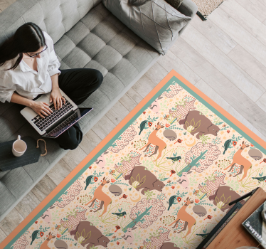 Woodland creatures design animal vinyl rug - TenStickers