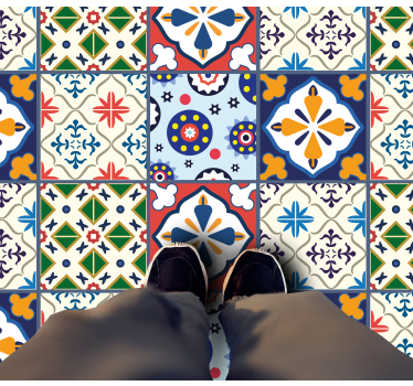 Portuguese colorful style kitchen flooring - TenStickers