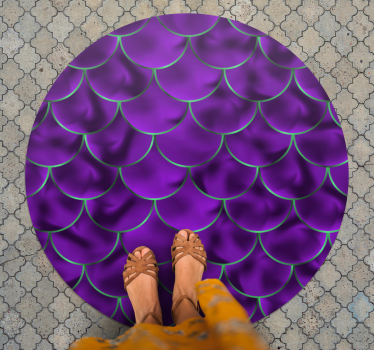 Circular vinyl rug with purple scallop design - TenStickers