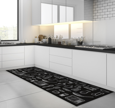 Rectangular cooking tools kitchen vinyl rug - TenStickers
