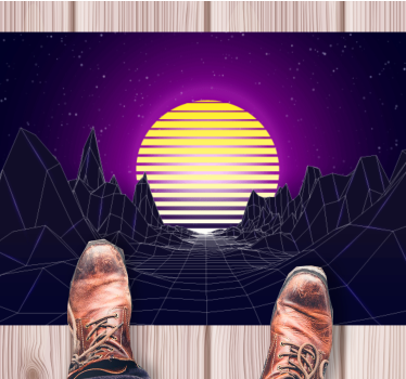 Retro Futuristic Landscape modern vinyl rug - TenStickers