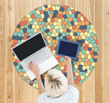 round vinyl mosaic carpet pastel mosaic - TenStickers