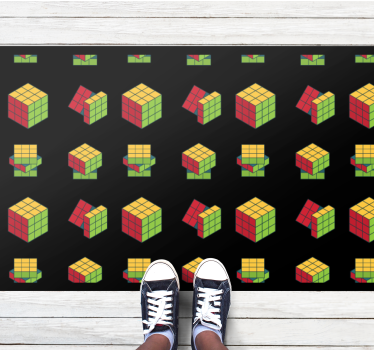 Rubik's Cube Pattern game vinyl rug - TenStickers
