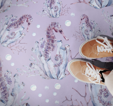 Seahorse coral design bathroom vinyl rug - TenStickers