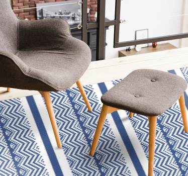 Simple blue  stripes dining room vinyl rug - TenStickers