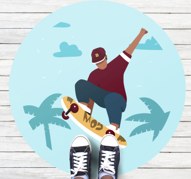 Skateboarding Illustration teen vinyl rug - TenStickers