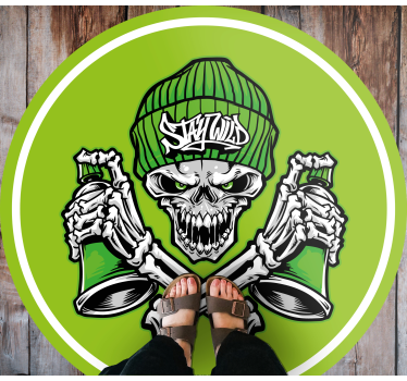 Skull And Drinks circular vinyl rug - TenStickers