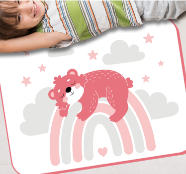 Sleepy bear rainbow kids vinyl rug - TenStickers