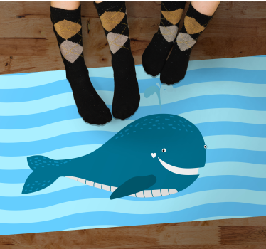 Smiling whale illustration playroom vinyl rug - TenStickers