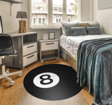 Billiard ball number 8 circular vinyl rug - TenStickers