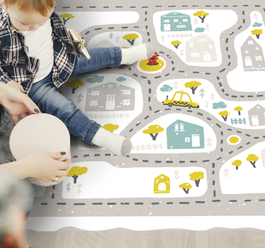 Snowy city landscape kids vinyl rug - TenStickers