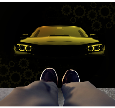 Sporty Car Silhouette teen vinyl rug - TenStickers