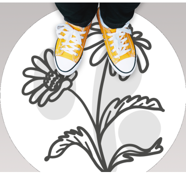 Stylish Flower Motif circular vinyl rug - TenStickers