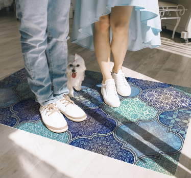 Tile vinyl rug with detailed tile designs - TenStickers