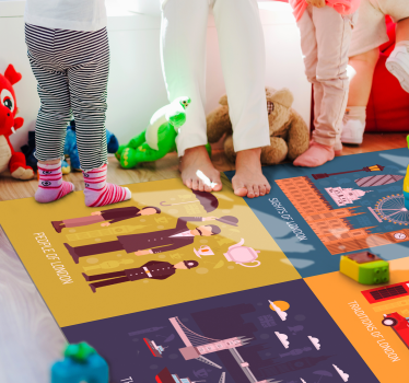 Traditions, sights and people of London living room carpet - TenStickers