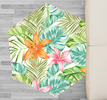 Tropical Flora floral vinyl rug - TenStickers