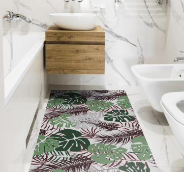 Tropical Foliage Overlay floral rug - TenStickers